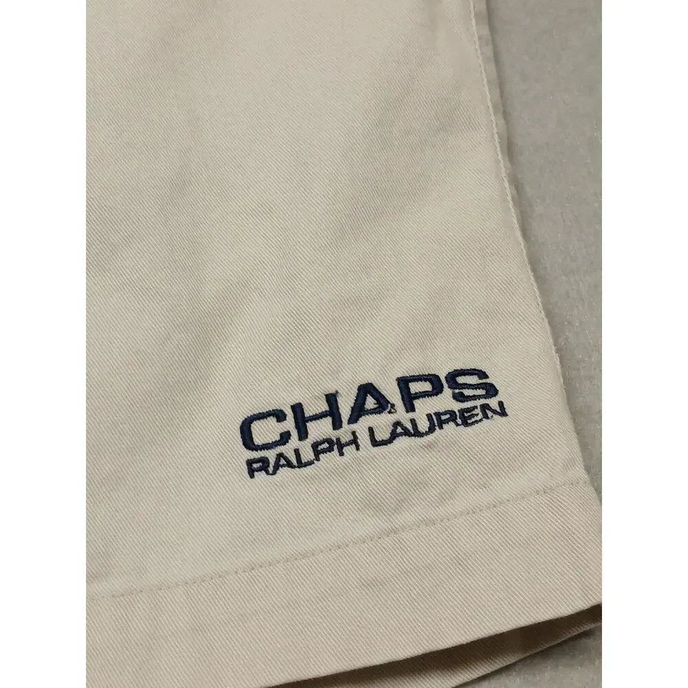 Chaps Ralph Lauren (Large) Men's Beige Vintage Cotton String and Zip Shorts